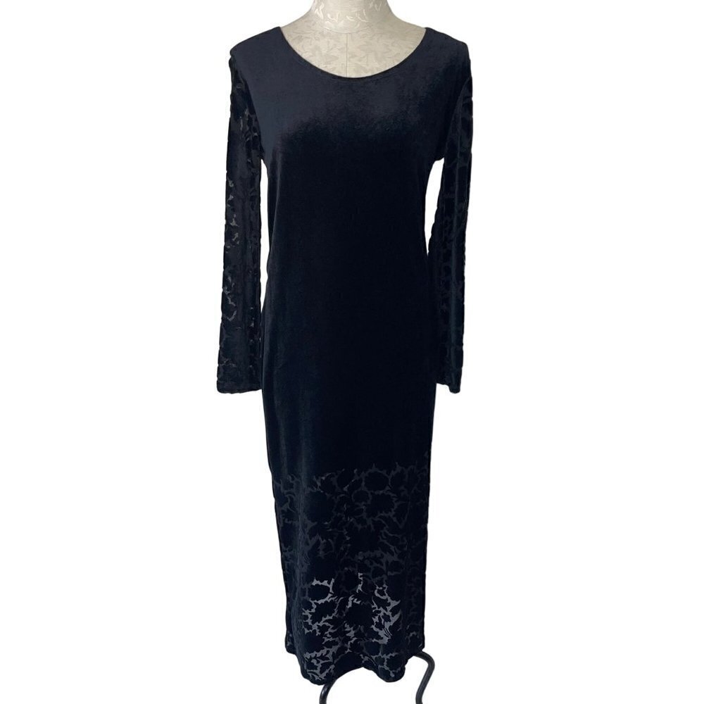 Carole Little Vintage Womens Maxi Dress Size Small Black Burnout Velvet New